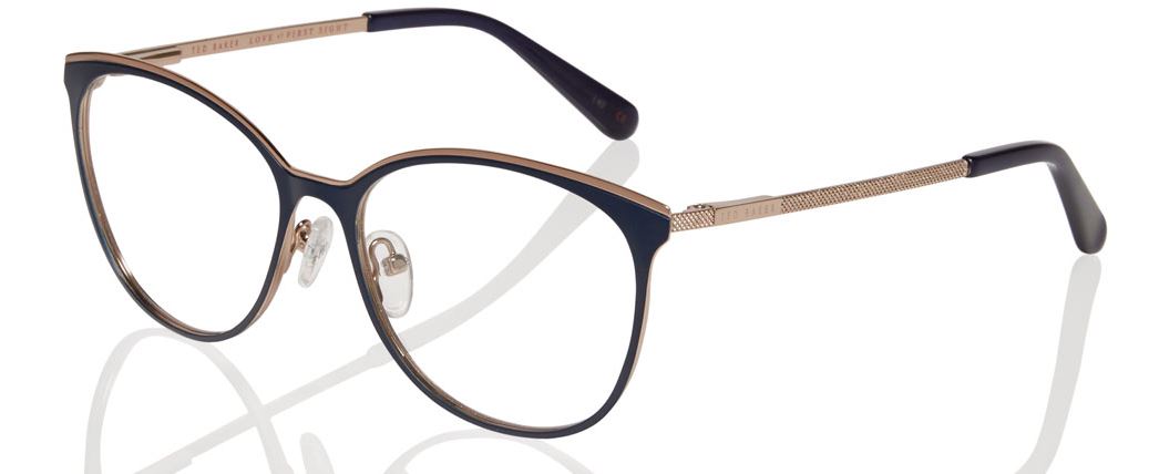 Das Bild zeigt die Korrektionsbrille 2237 682 von der Marke Ted Baker in blau, gold.